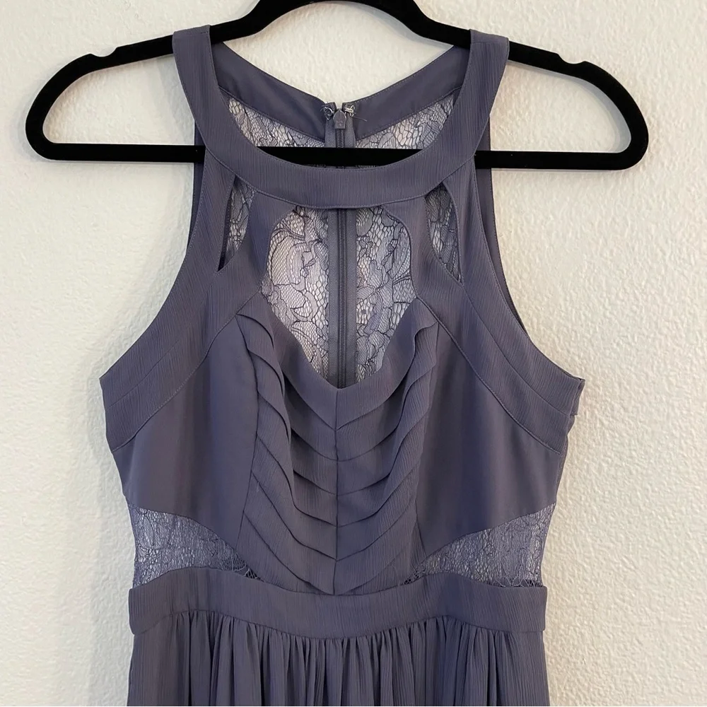New BCBGeneration Lace Halter Long Maxi Dress Size 4 Purple Bridesmaid Prom. - Picture 3 of 12